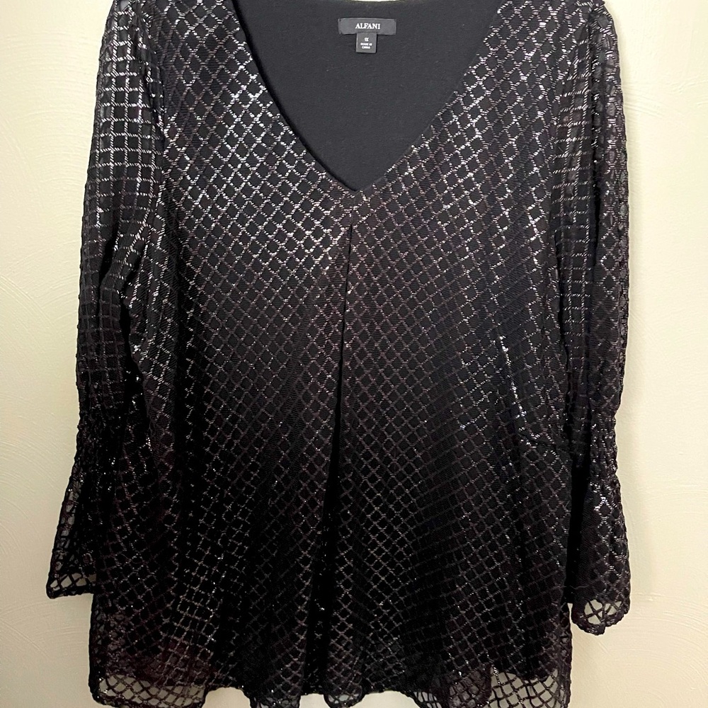 Fun party top by Alfani purchased at Macy’s. Size 1X